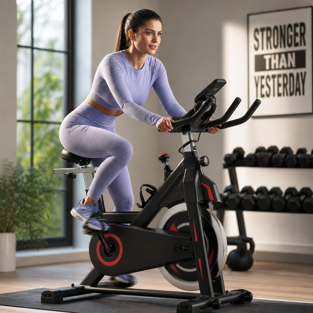 Indoor Cycling Exercise Bike - Adjustable Seat & Handlebars, Belt-Drive, 330lb Capacity