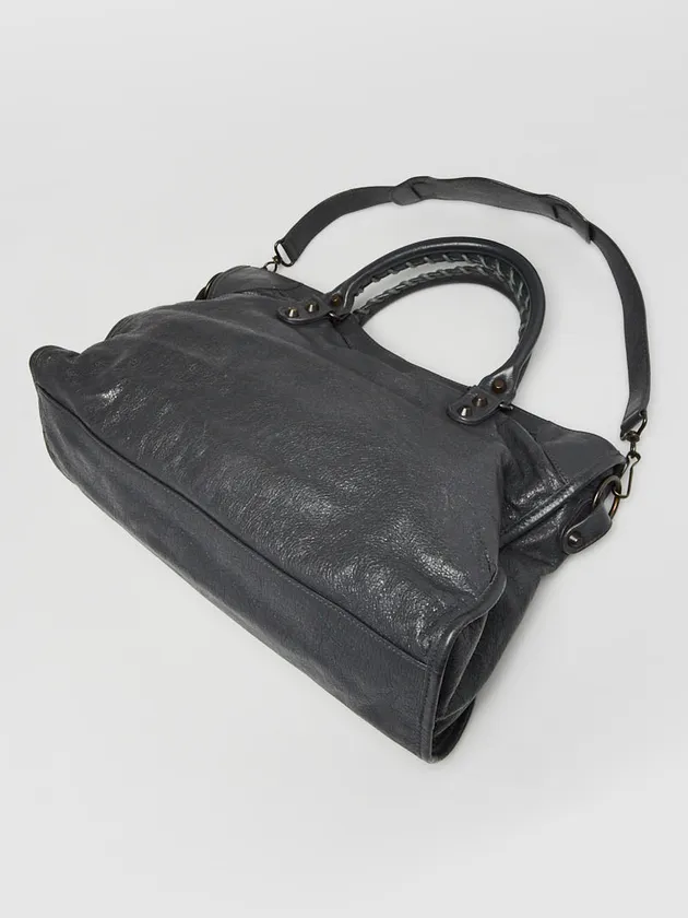 Gris Fossile Lambskin Leather Motorcycle City Bag
