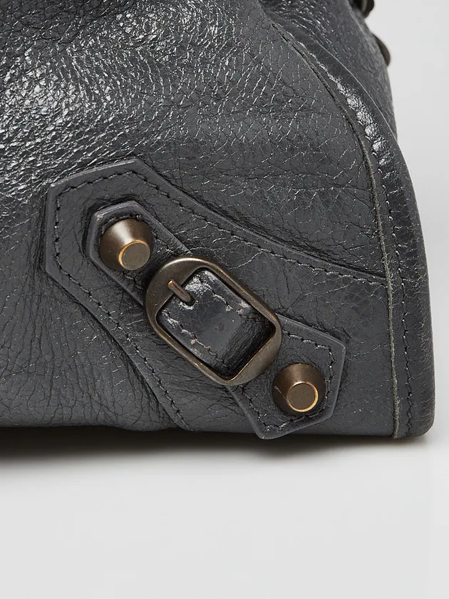 Gris Fossile Lambskin Leather Motorcycle City Bag