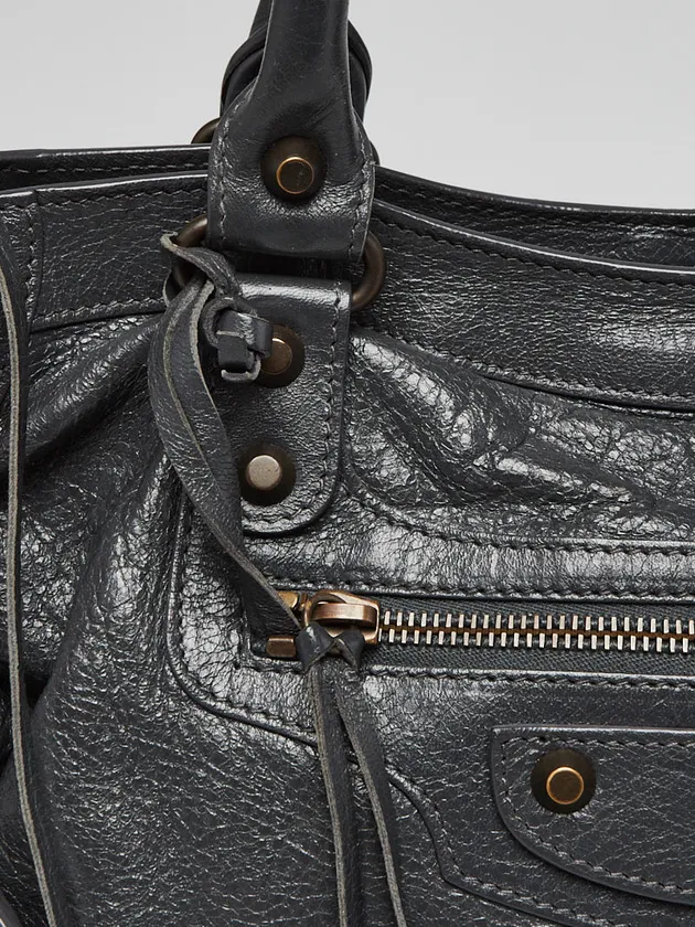Gris Fossile Lambskin Leather Motorcycle City Bag