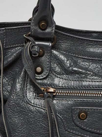 Gris Fossile Lambskin Leather Motorcycle City Bag