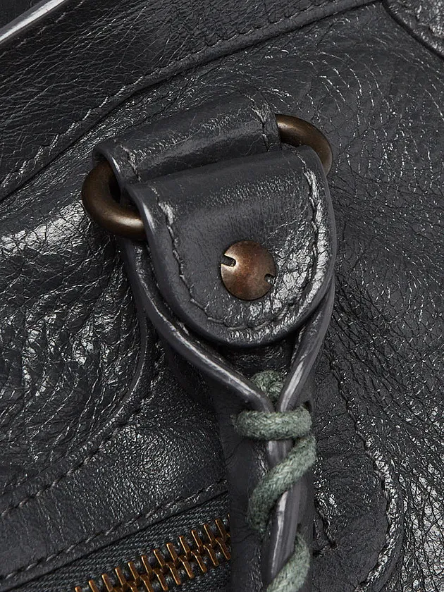 Gris Fossile Lambskin Leather Motorcycle City Bag