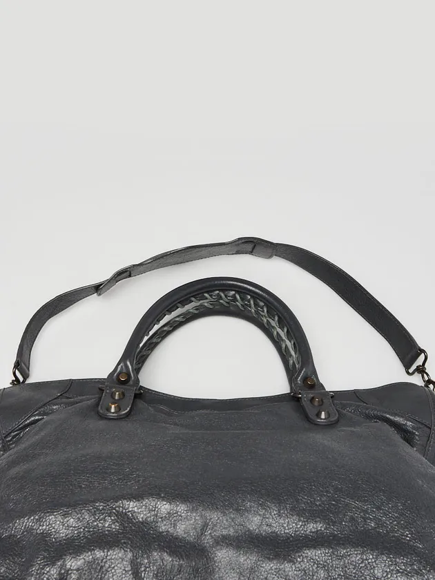 Gris Fossile Lambskin Leather Motorcycle City Bag
