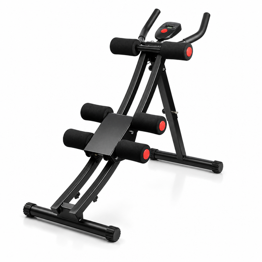 Ab Cruncher Machine - Foldable Abdominal Core Trainer for Home Gym, Waist Toning Exercise Equipment with LCD Monitor