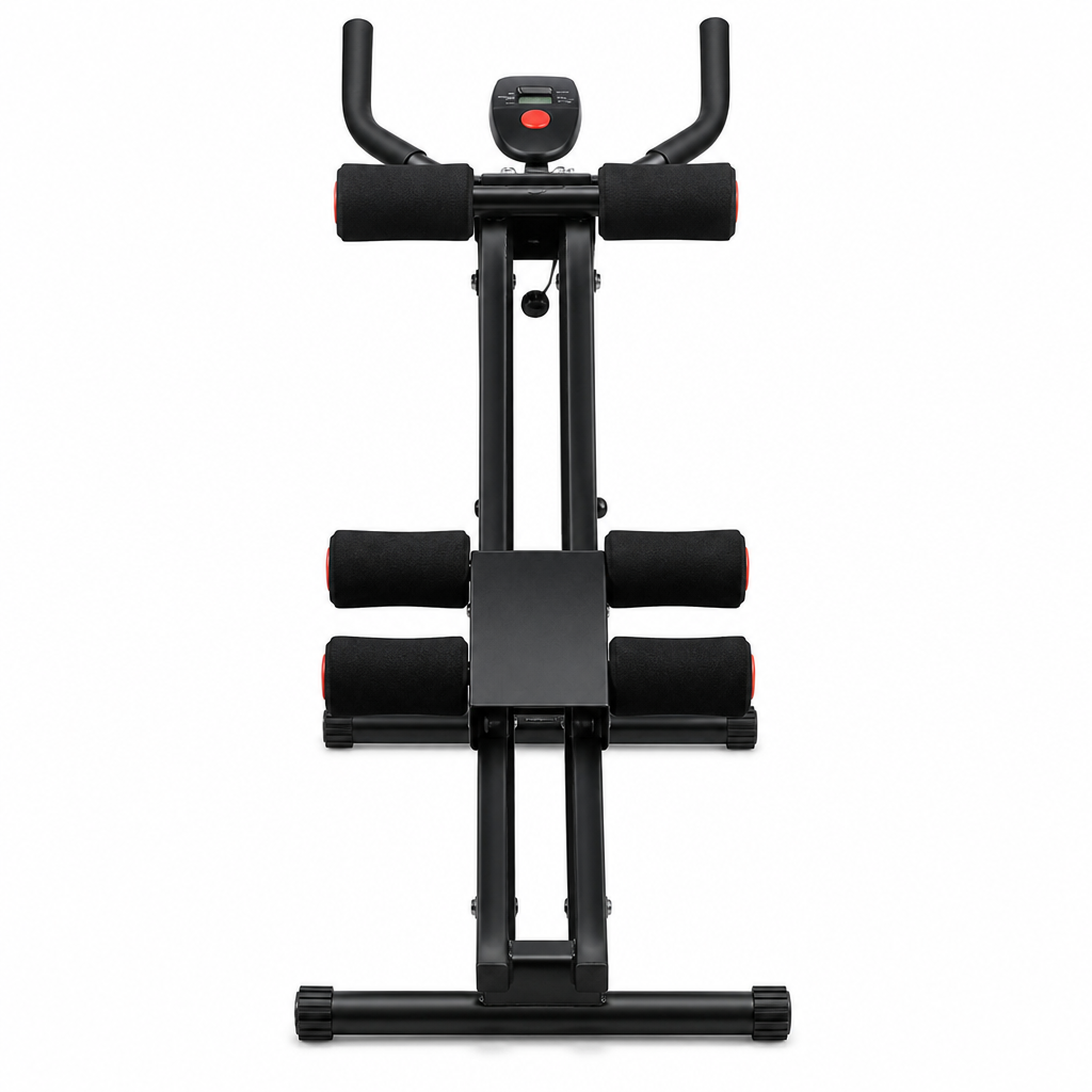 Ab Cruncher Machine - Foldable Abdominal Core Trainer for Home Gym, Waist Toning Exercise Equipment with LCD Monitor
