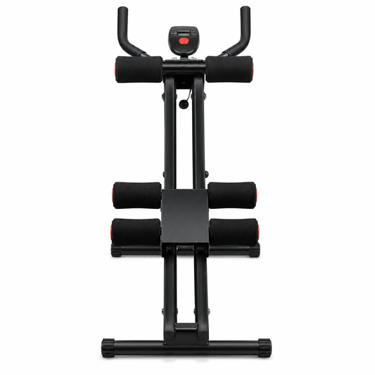 Ab Cruncher Machine - Foldable Abdominal Core Trainer for Home Gym, Waist Toning Exercise Equipment with LCD Monitor