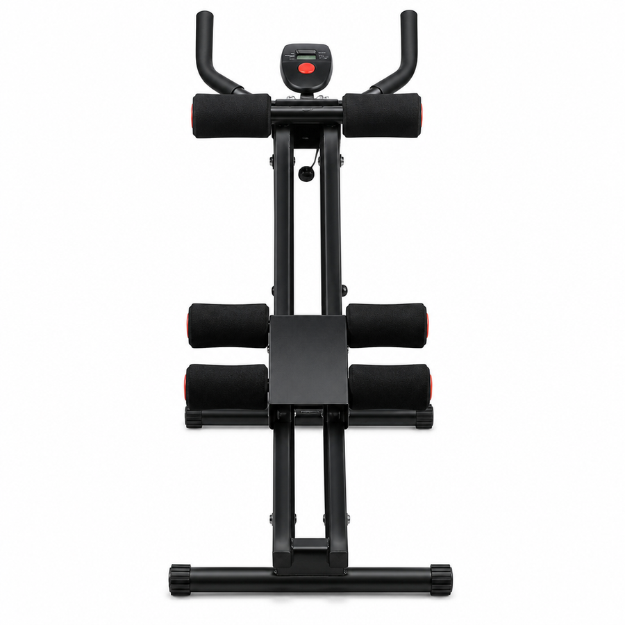 Ab Cruncher Machine - Foldable Abdominal Core Trainer for Home Gym, Waist Toning Exercise Equipment with LCD Monitor