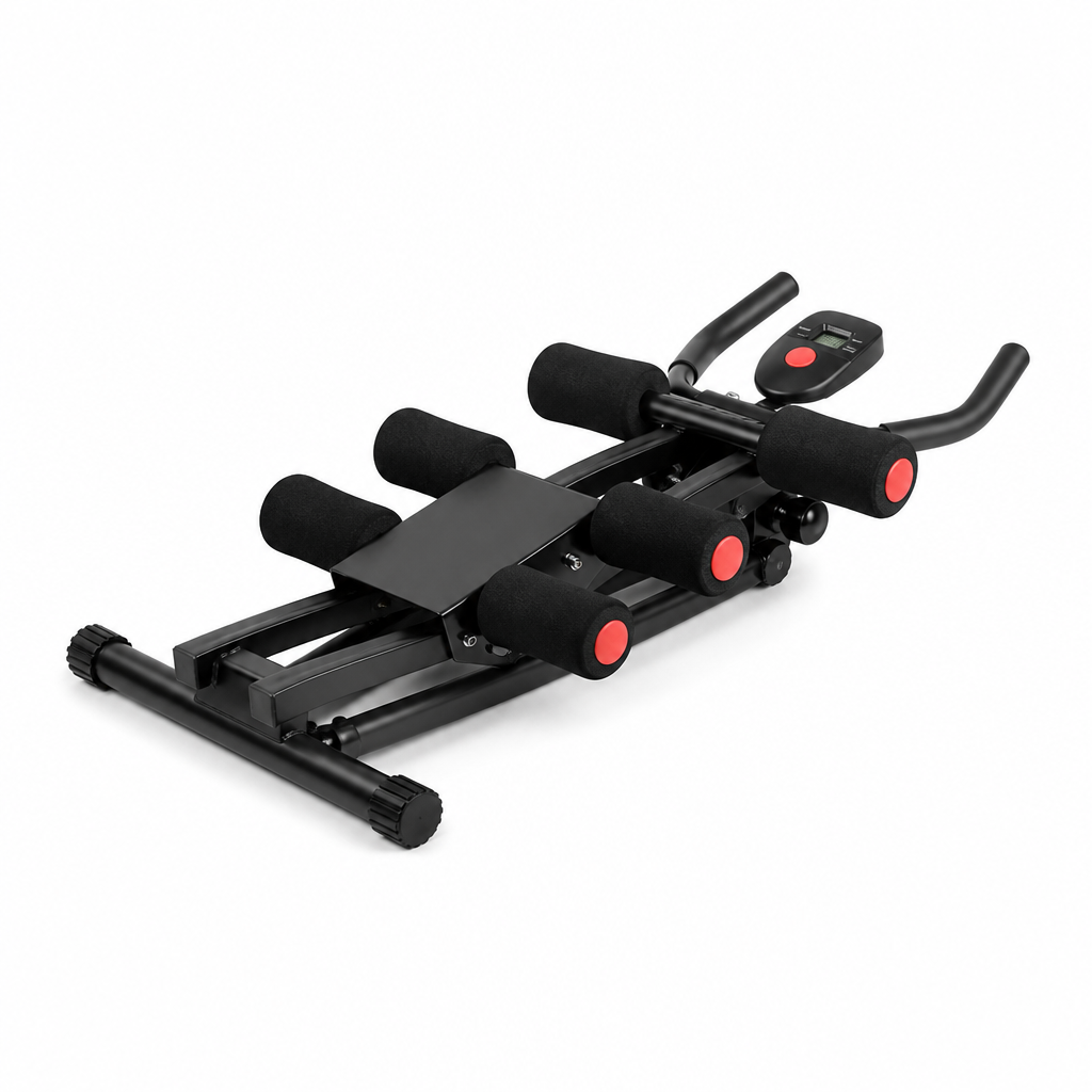 Ab Cruncher Machine - Foldable Abdominal Core Trainer for Home Gym, Waist Toning Exercise Equipment with LCD Monitor