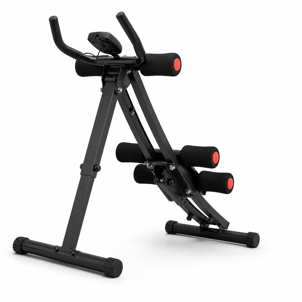 Ab Cruncher Machine - Foldable Abdominal Core Trainer for Home Gym, Waist Toning Exercise Equipment with LCD Monitor