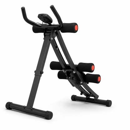 Ab Cruncher Machine - Foldable Abdominal Core Trainer for Home Gym, Waist Toning Exercise Equipment with LCD Monitor