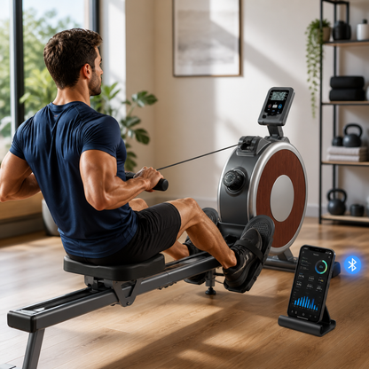 Magnetic Rowing Machine – Foldable Home Rower, 16-Level Resistance, Bluetooth App, 350lb Capacity
