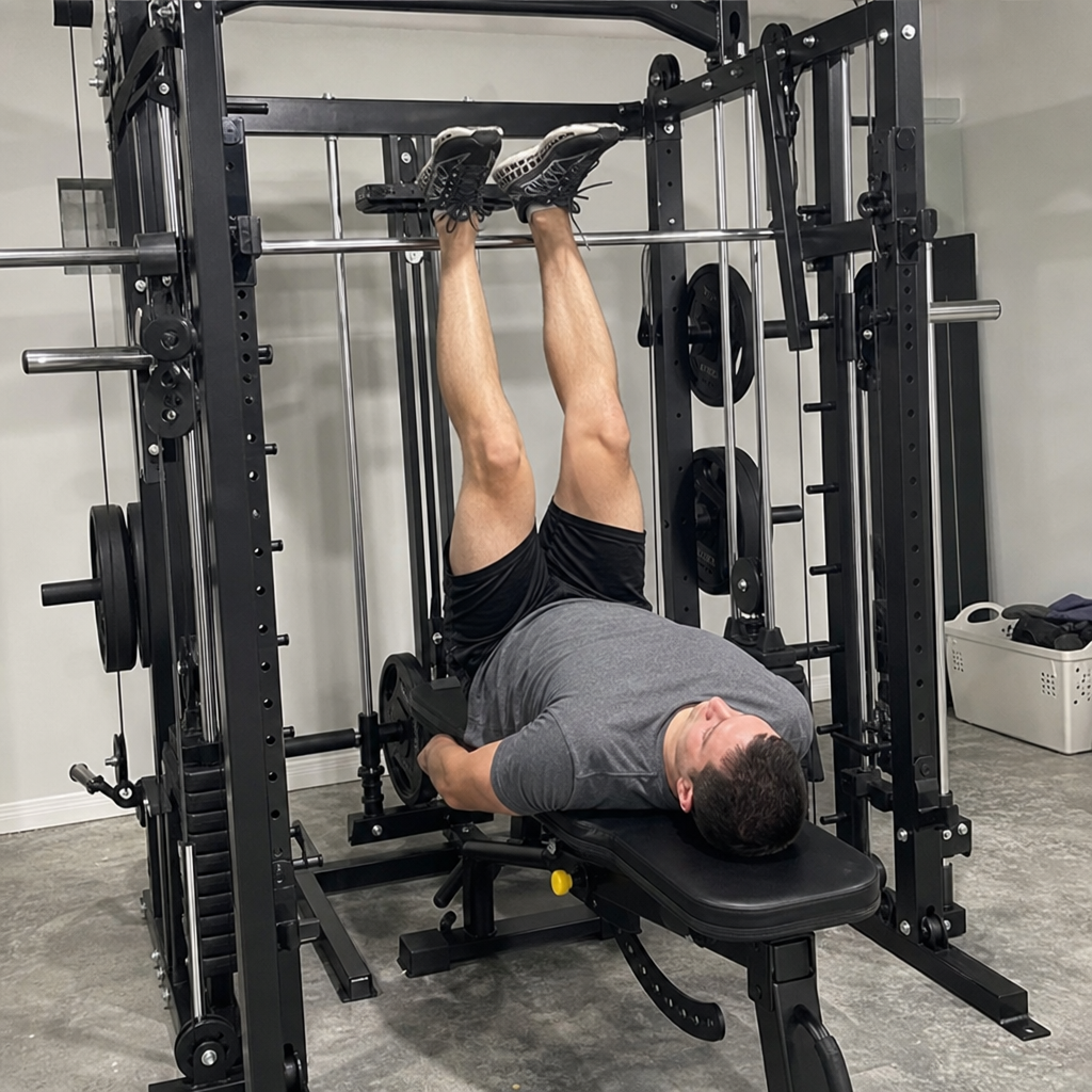 Smith Machine Power Cage – All-in-One Functional Trainer, Squat Rack, Cable Crossover & Weight Stack | 1,763 lb Capacity