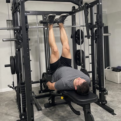 Smith Machine Power Cage – All-in-One Functional Trainer, Squat Rack, Cable Crossover & Weight Stack | 1,763 lb Capacity