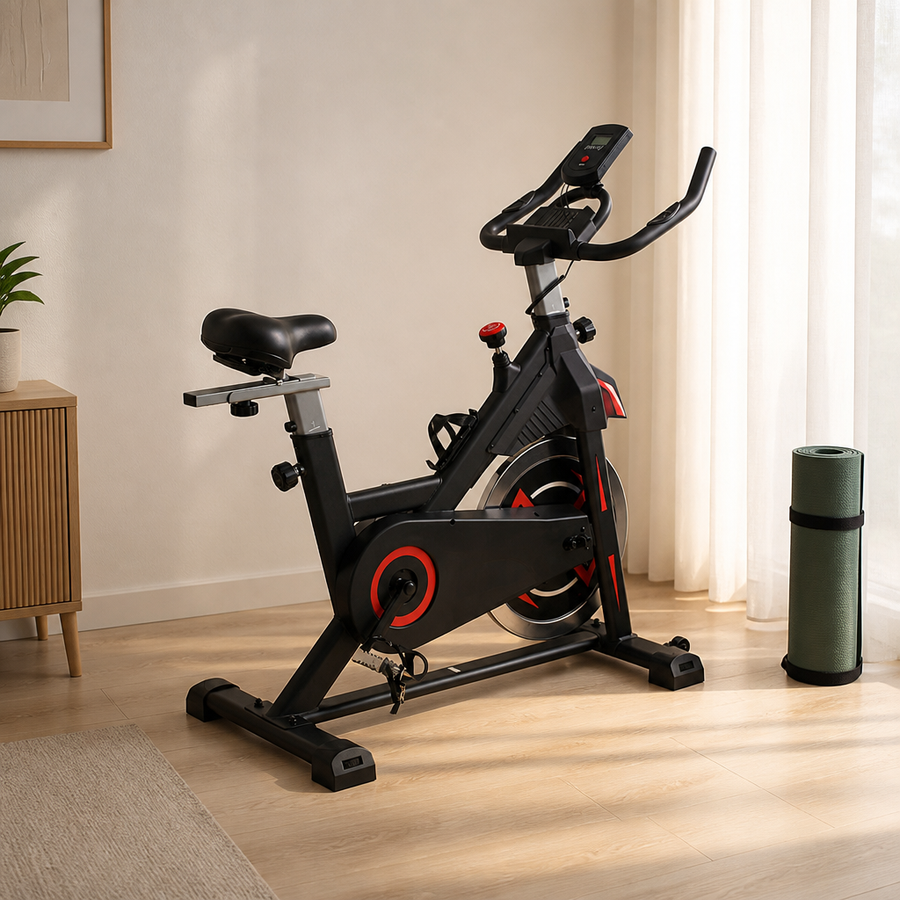 Indoor Cycling Exercise Bike - Adjustable Seat & Handlebars, Belt-Drive, 330lb Capacity