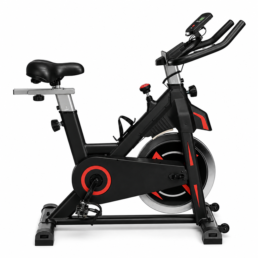Indoor Cycling Exercise Bike - Adjustable Seat & Handlebars, Belt-Drive, 330lb Capacity
