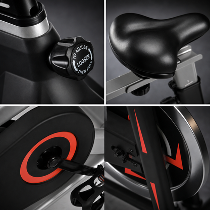 Indoor Cycling Exercise Bike - Adjustable Seat & Handlebars, Belt-Drive, 330lb Capacity